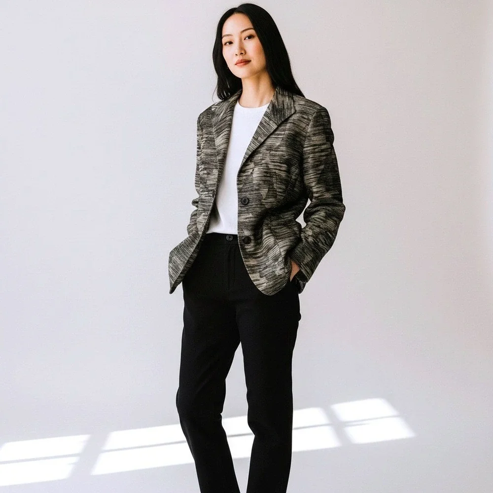 Lafayette 148 New York Size 18 Textured Jacquard Cotton Linen Blazer Jacket - Picture 7 of 9